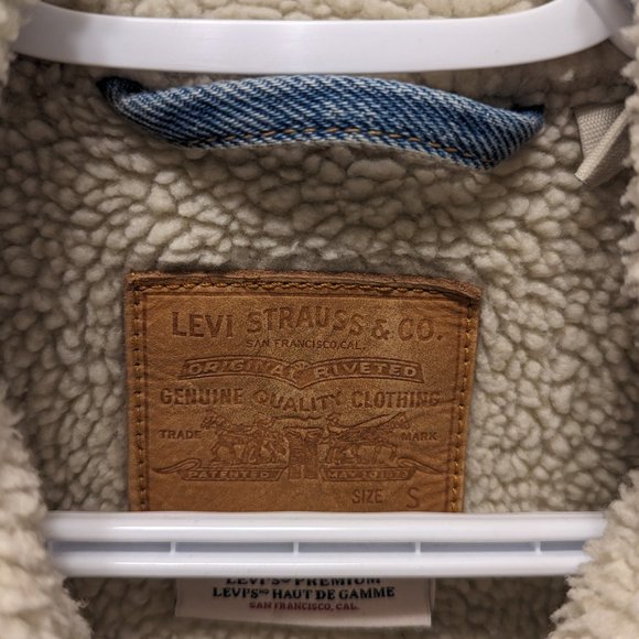 Levi Sherpa Denim Jacket - Size Small - Light Blue - Picture 5 of 5